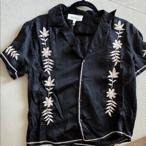 THE GREAT. Elegant Black Satin Shirt